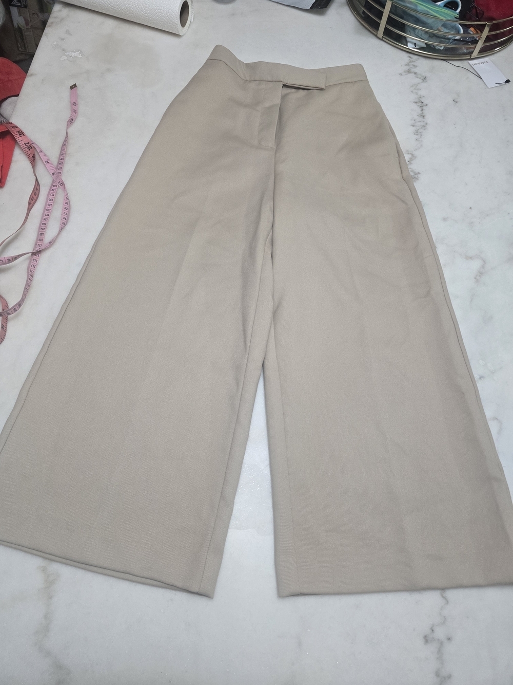 Zara Wide Leg Pants in Beige, Size XS